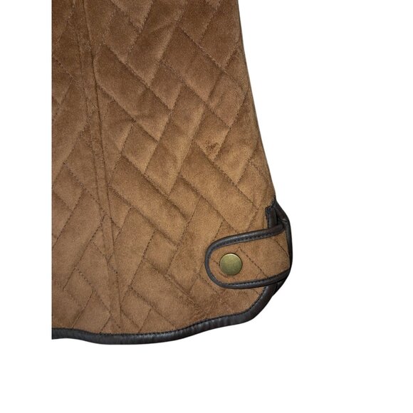 Tasha Polizzi Women's Collection Size L BrownFaux Swede Leopard Print Vest Jacke - Picture 8 of 13